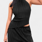 Pilarica Conjunto Plisado Brillo Halter Pantalón Exclusivo