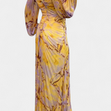 Quintessa Vestido Maxi Plisado Estampado Vibrante Edición