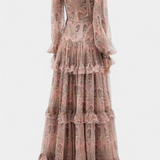 Ayla Vestido Maxi Crepón Paisley Vintage De Colección