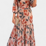 Aísha Vestido Largo Colección Floral Motivo Hojas Exclusivo
