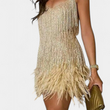 Sheril Vestido Mini De Plumas Colección Exclusiva Noche