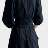 Krisbel Vestido De Lino Algodón Cintura Anudada Colección