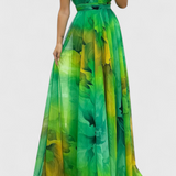 Caprice Vestido Maxi Gasa Floral Cuello Halter Edicion