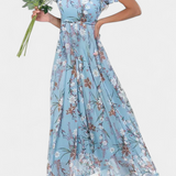 Amara Vestido Maxi Floral Exclusivo Escote En V Mangas