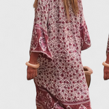 Chinara Vestido Largo Boho con Bordado Étnico Exclusivo
