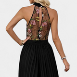 Maruja Exclusivo Mono Palazzo Bordado Y Encaje Transparente