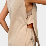 Loren Conjunto de Lino Sin Mangas Estilo Relajado Exclusivo