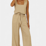 Pascuala Conjunto Lino Blusa Sin Mangas Pantalón Exclusivo