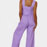 Pascuala Conjunto Lino Blusa Sin Mangas Pantalón Exclusivo