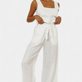 Pascuala Conjunto Lino Blusa Sin Mangas Pantalón Exclusivo