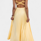 Arlena Vestido Plisado de Tiras Espalda Cruzada Limitada