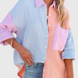 Juniper Blusa De Botones En Bloque De Color Exclusiva