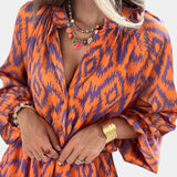 Yasmine Mono Mini Estampado Ikat Volantes Exclusiva