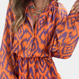Yasmine Mono Mini Estampado Ikat Volantes Exclusiva