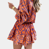 Yasmine Mono Mini Estampado Ikat Volantes Exclusiva
