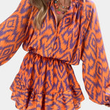 Yasmine Mono Mini Estampado Ikat Volantes Exclusiva