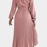Theresa Vestido Cuello Alto Plisado Colección Exclusiva
