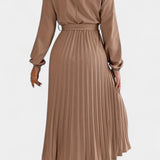 Theresa Vestido Cuello Alto Plisado Colección Exclusiva