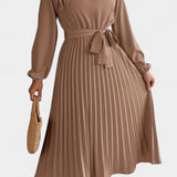 Theresa Vestido Cuello Alto Plisado Colección Exclusiva