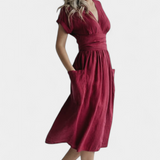 Cressida Vestido Algodón Escote V Cintura Ajustable Edición
