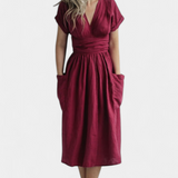 Cressida Vestido Algodón Escote V Cintura Ajustable Edición