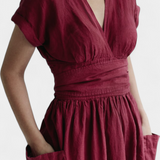 Cressida Vestido Algodón Escote V Cintura Ajustable Edición