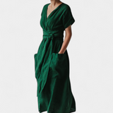 Cressida Vestido Algodón Escote V Cintura Ajustable Edición