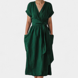 Cressida Vestido Algodón Escote V Cintura Ajustable Edición