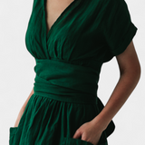 Cressida Vestido Algodón Escote V Cintura Ajustable Edición