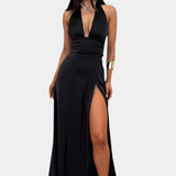 Latisha Vestido Halter Con Gran Abertura Colección Lujo