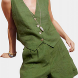 Jennifer Conjunto Chaleco Lux Pantalones Cortos Lino Algodón