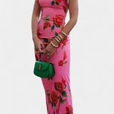 Mayra Vestido Qipao Estampado Rosas Colección Exclusiva