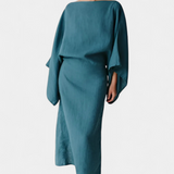 Kamilia Vestido Kimono Lino Y Algodón Cinturón Exclusivo