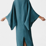 Kamilia Vestido Kimono Lino Y Algodón Cinturón Exclusivo