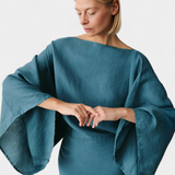 Kamilia Vestido Kimono Lino Y Algodón Cinturón Exclusivo