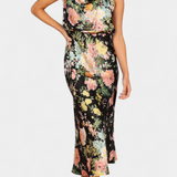 Lisa Vestido Maxi Floral Halter Cintura Elástica Exclusiva