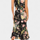 Lisa Vestido Maxi Floral Halter Cintura Elástica Exclusiva
