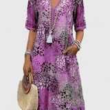 Perla Vestido Boho Estampado Floral y Crochet Exclusivo