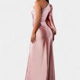 Charlotte Vestido Asimétrico Drapado Seda Exclusivo