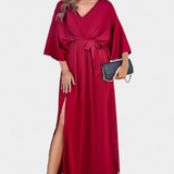 Milly Vestido Elegante Con Lazo Abertura Exclusivo Sutil