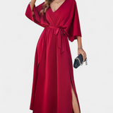Milly Vestido Elegante Con Lazo Abertura Exclusivo Sutil