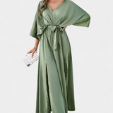 Milly Vestido Elegante Con Lazo Abertura Exclusivo Sutil
