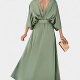 Milly Vestido Elegante Con Lazo Abertura Exclusivo Sutil