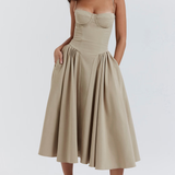 Felicity Vestido Midi Corsé Sin Mangas Colección Exclusiva