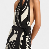 Fae Vestido Halter de Estampado Abstracto Colección Seda