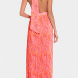 Prisca Maxi Vestido Plisado Cuello Halter Exclusiva