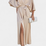 Milly Vestido Elegante Con Lazo Abertura Exclusivo Sutil