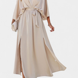 Milly Vestido Elegante Con Lazo Abertura Exclusivo Sutil