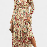 Keti Vestido Maxi Colección Floral Mangas Largas Exclusivas