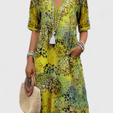 Perla Vestido Boho Estampado Floral y Crochet Exclusivo